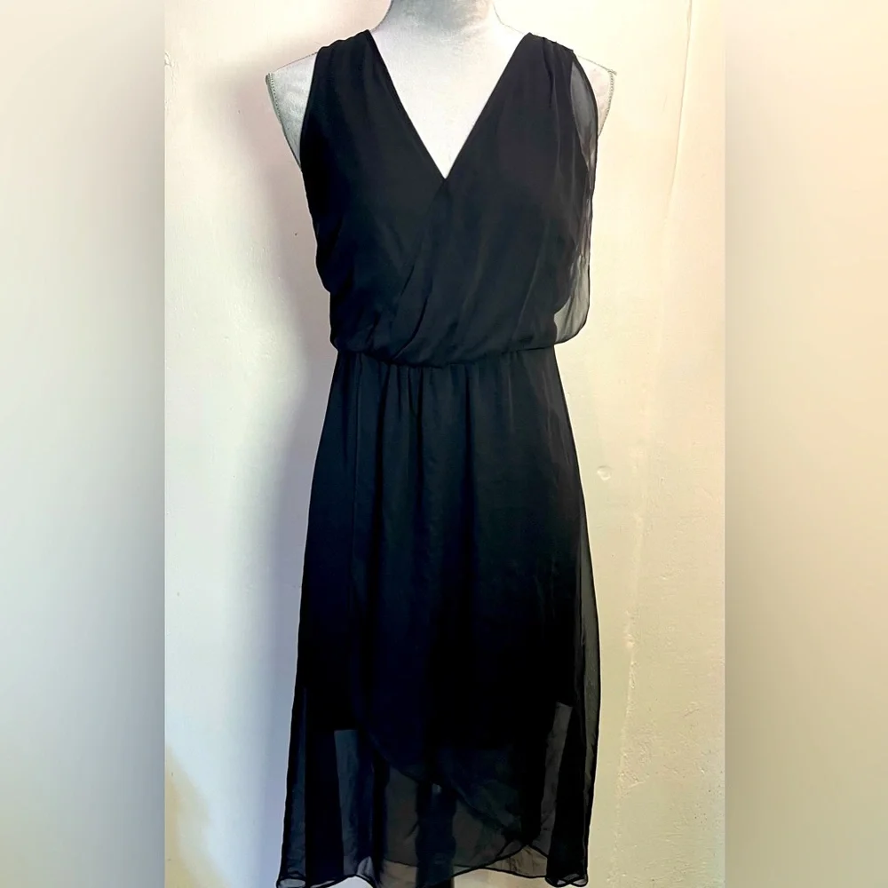 #0156 The Limited Black Sheer Overlay Open Back High-Low Dress-4 - Picture 1 of 12